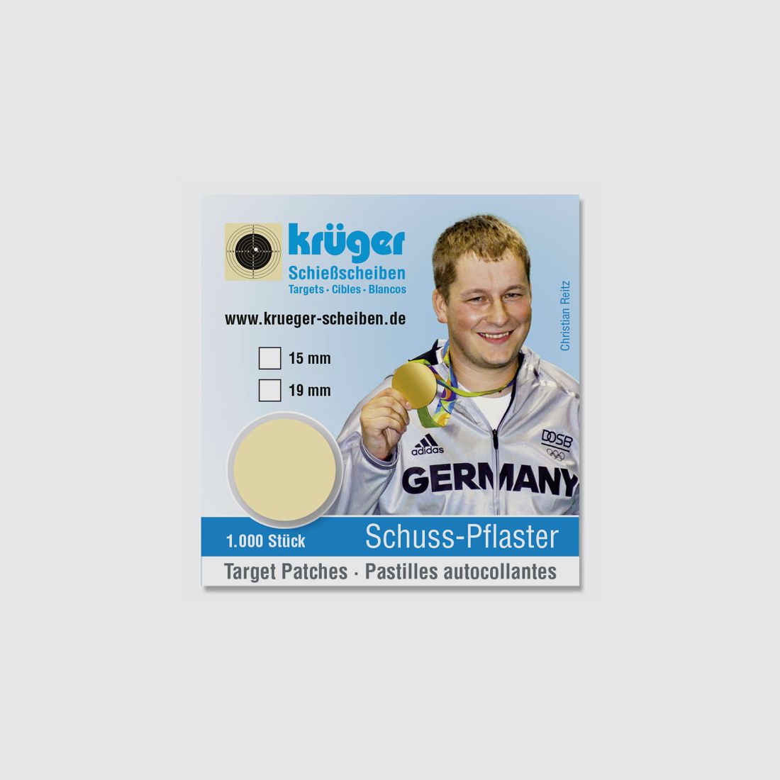 Schusspflaster beige, 1000Stk. im Spender - 15mm