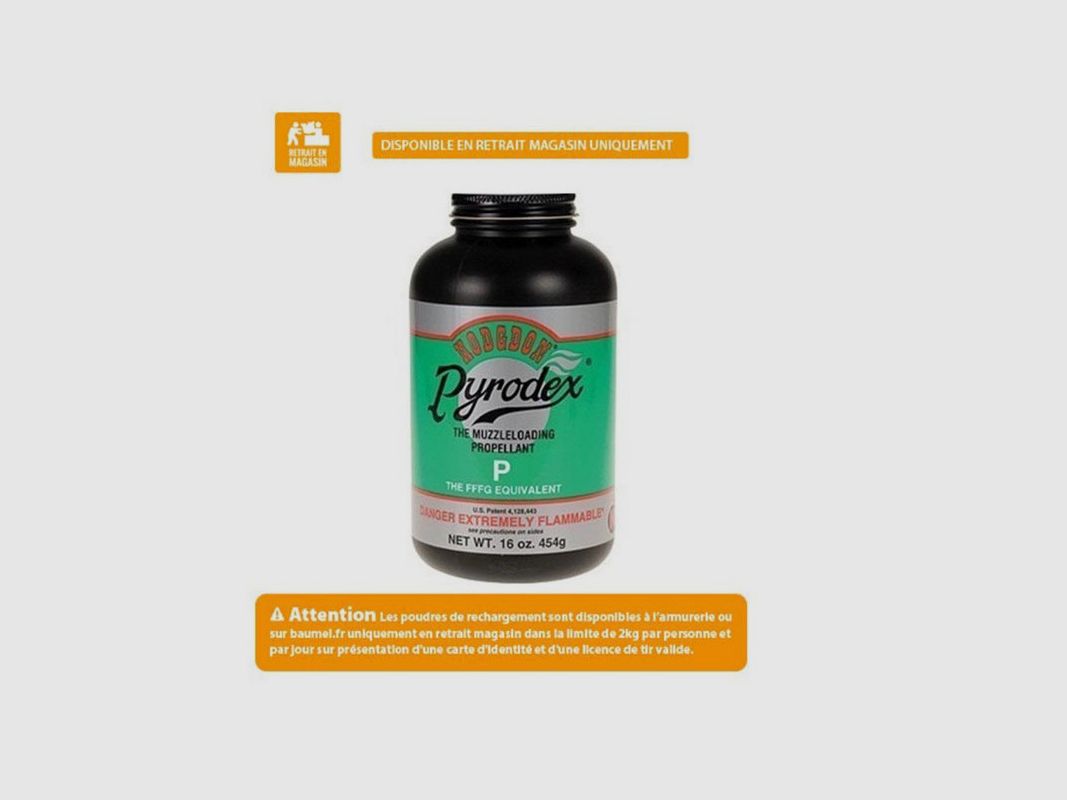 POUDRE NOIRE HODGDON PYRODEX P 454G - Equivalent VECTAN PNF2, image 1 sur 2