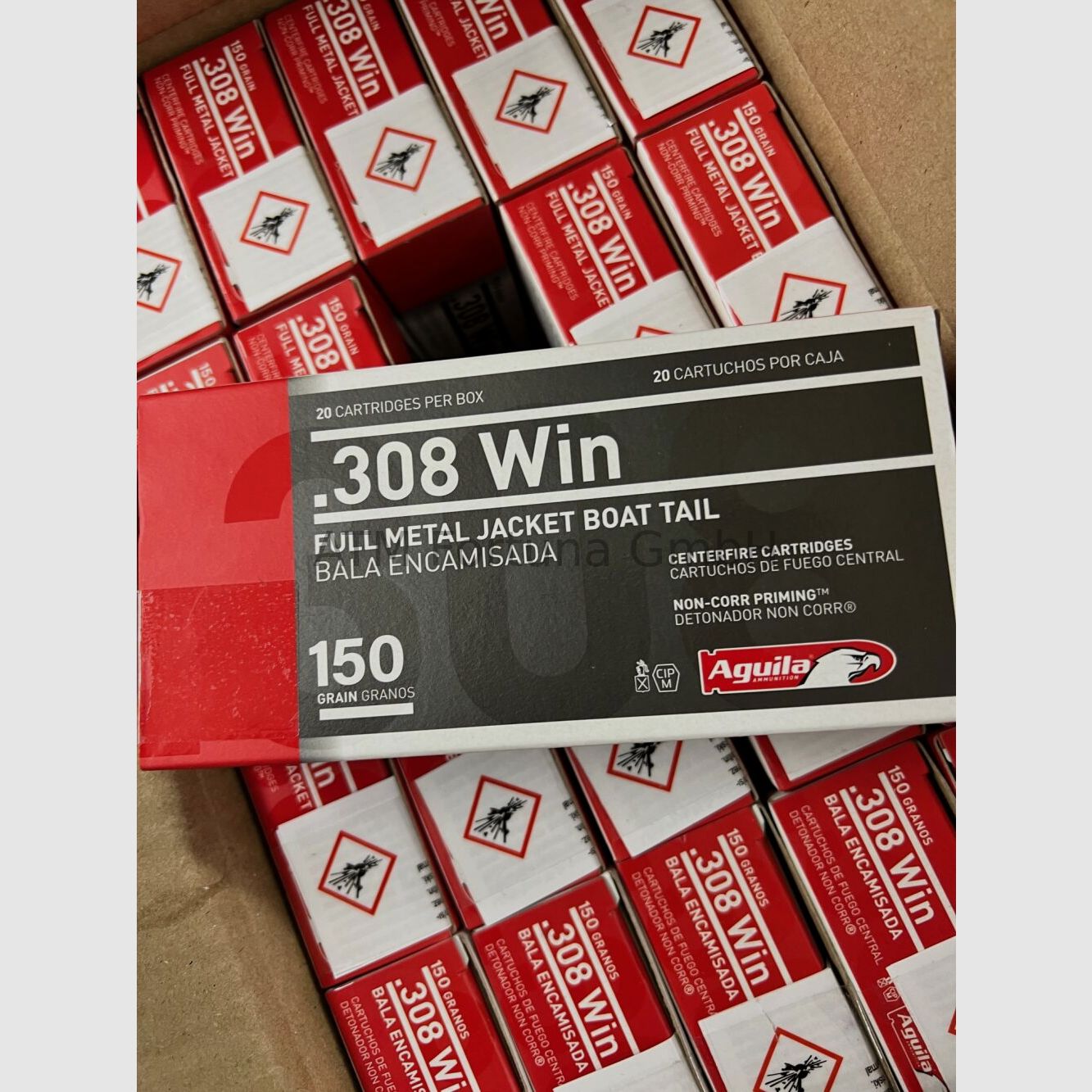 Aquila 1000 pieces Standard .308 Win BTFMJ 150 grs rifle cartridges