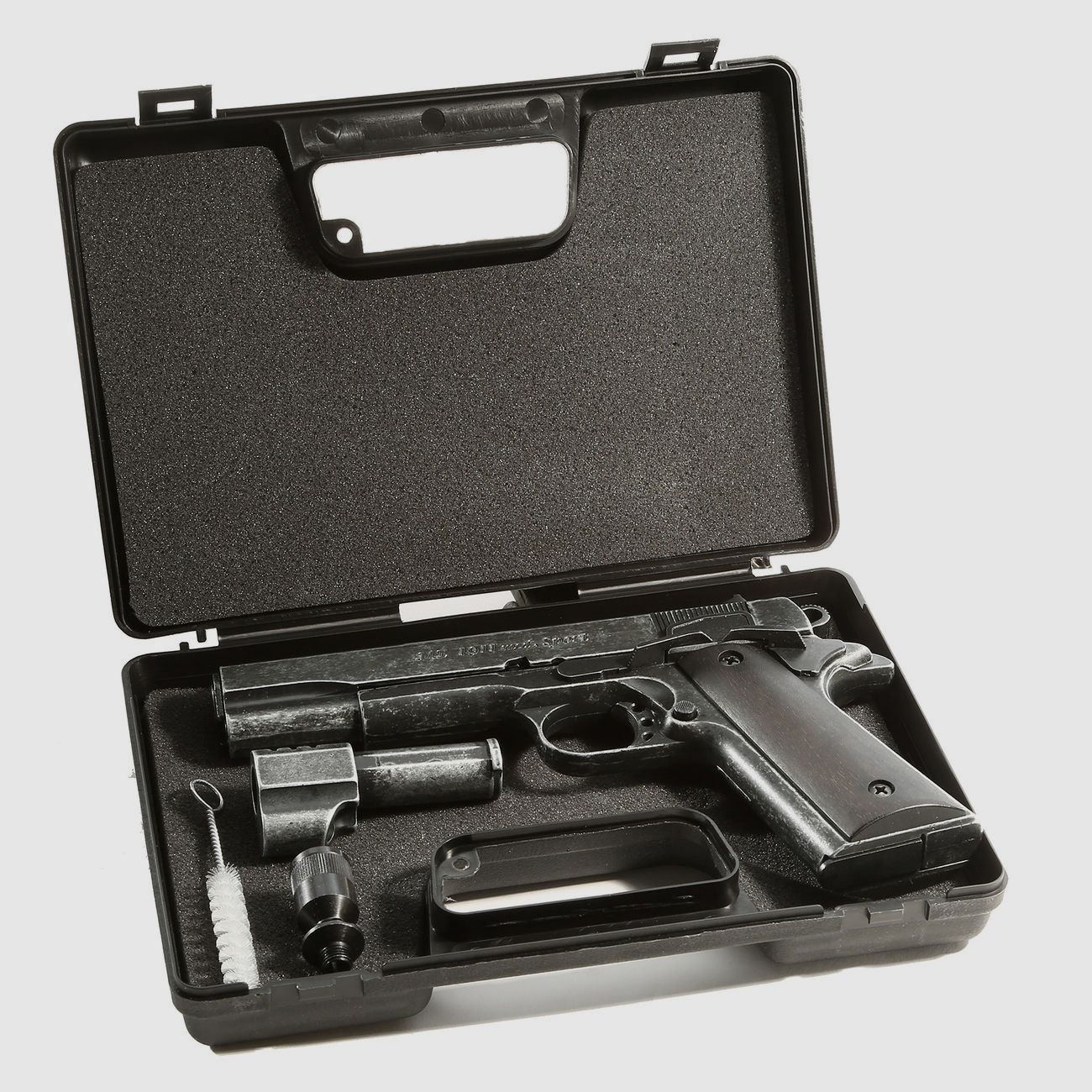 ME 1911 model sport, caliber 9 mm P. A. blank, antique look, wooden grip