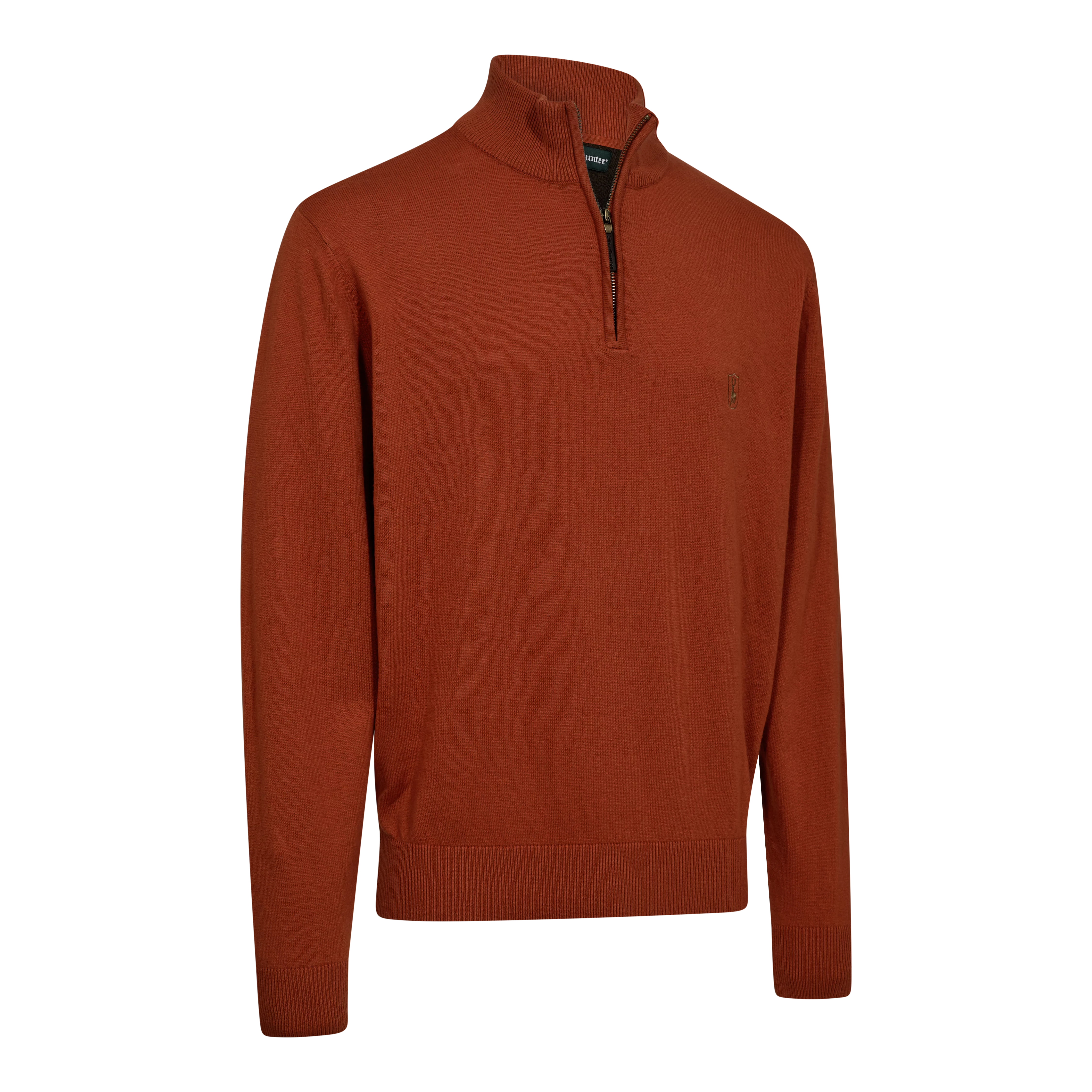 Harrington maglione in maglia con zip 1/2 - Oak Rust Melange