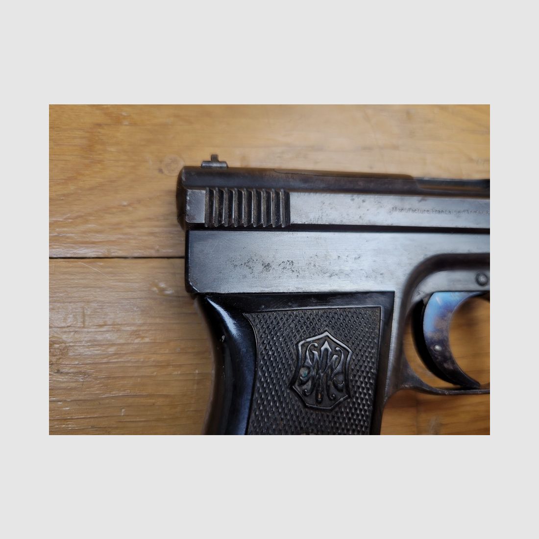 Seltene Mauser 1910 Taschenpistole Typ 1 – Kaliber 6,35 Browning mit 9 Schuss – Sehr seltene Markierung Manufrance – Sehr schöne Brünierung – Neuer Lauf – Ausgezeichneter Zustand, Bild 14 von 17