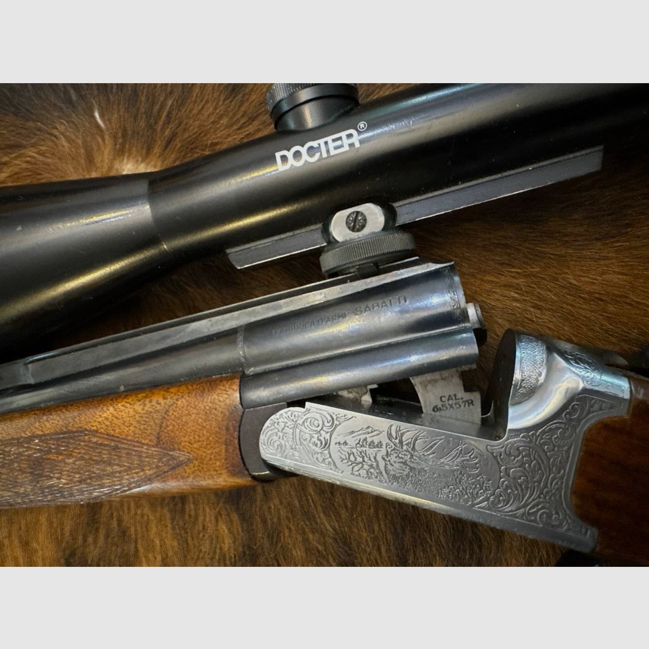 SABATTI SKL 98 DL Einzellader Kipplaufbüchse Kaliber 6,5x57R mit Zieloptik Docter 2,5-10x48, Absehen 4
