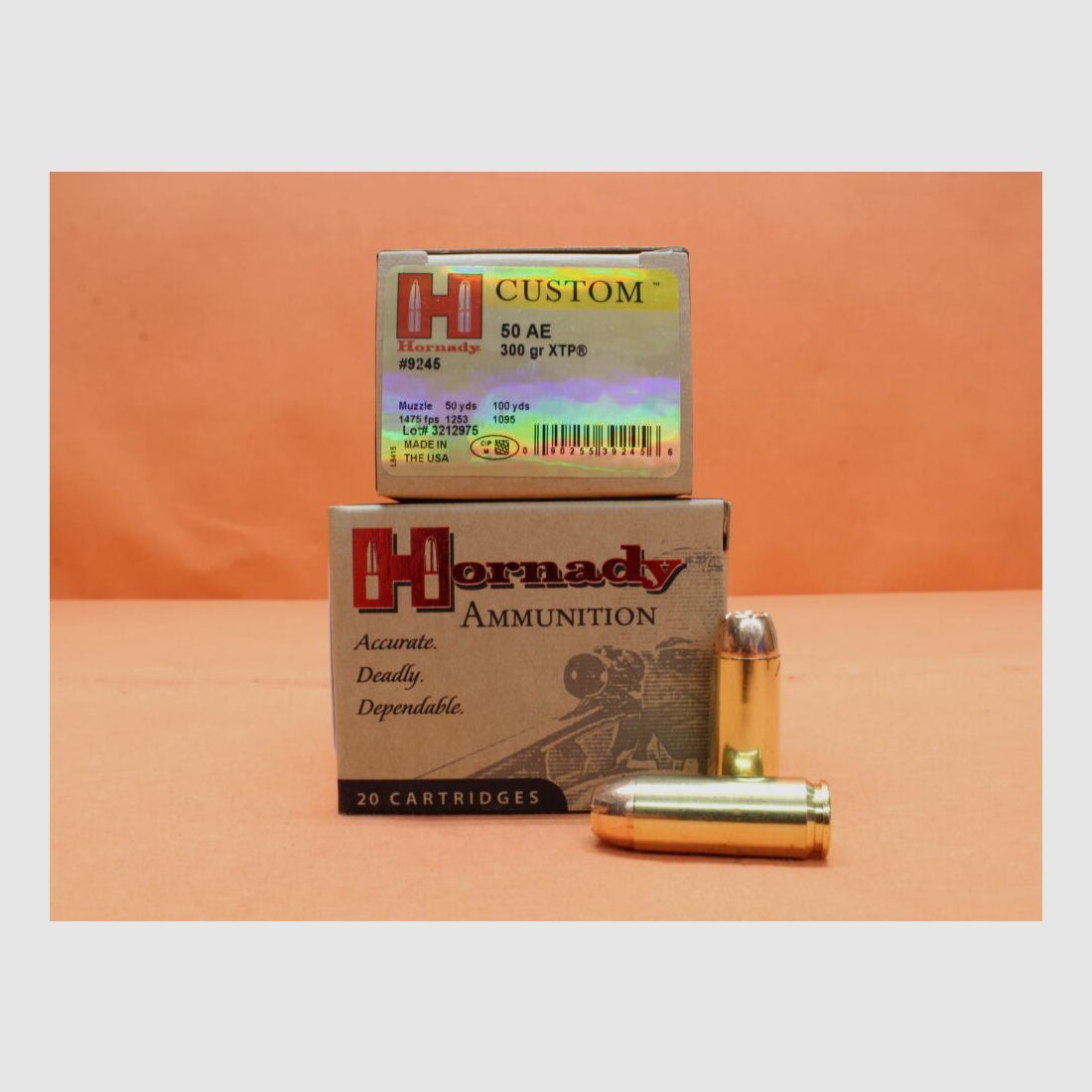 Hornady .50AE cartridges Hornady 300grs HP (9245) VE 20 cartridges (XTP)/ 19.44g hollow point