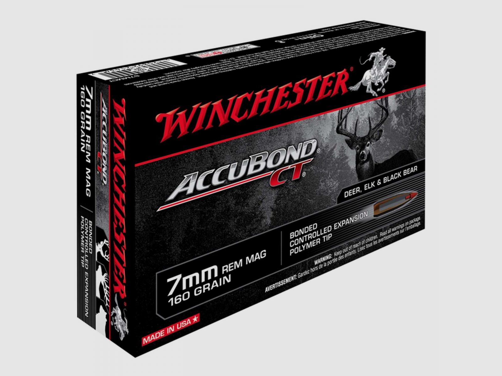 Winchester Accubond CT 7mm Rem. Mag. 160GR Bonded Controlled Expansion Polymer Tip 20 cartucce