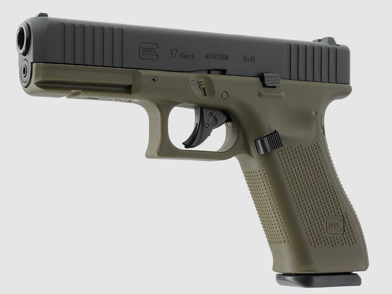 CO2 Softair Pistole Glock 17 Gen5 Battlefield Green Blow Back Metallschlitten Kaliber 6 mm BB (P18)