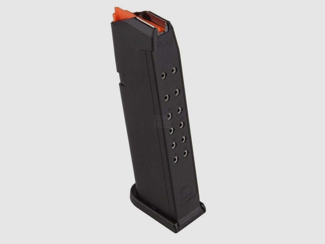 Cargador Glock 19 9x19 de 15 cartuchos, naranja, imagen 4 de 4
