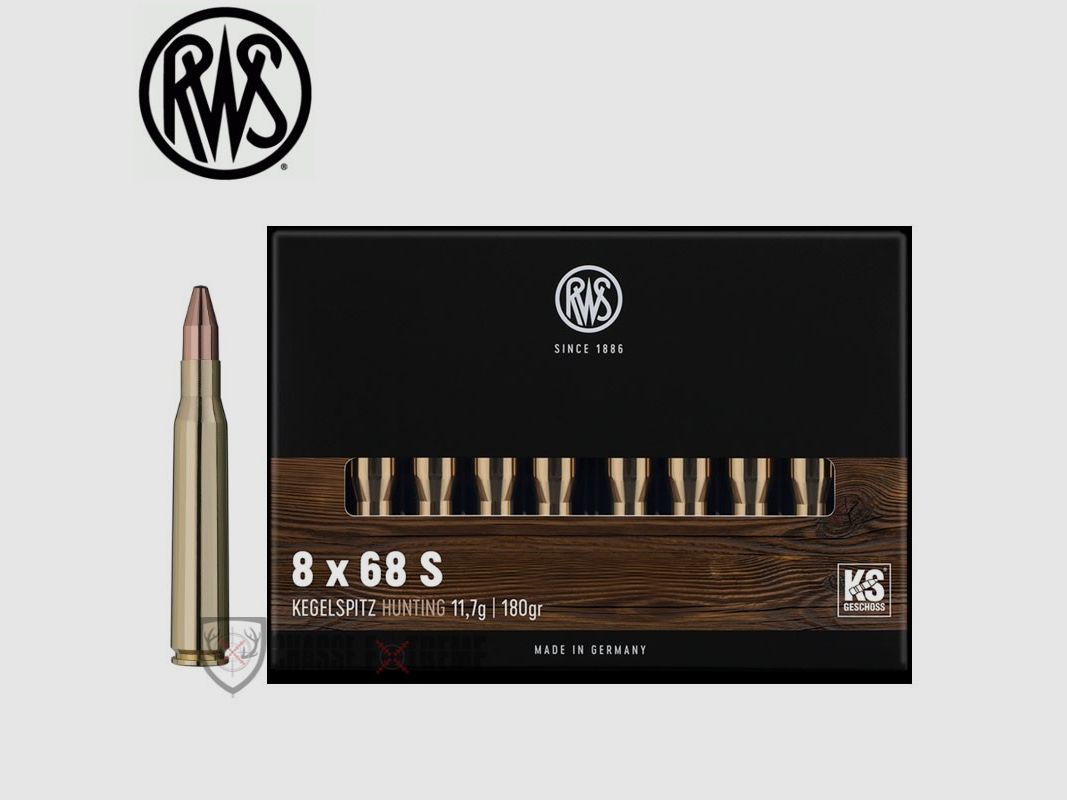 20 cartucce RWS cal. 8X68S 180gr KS