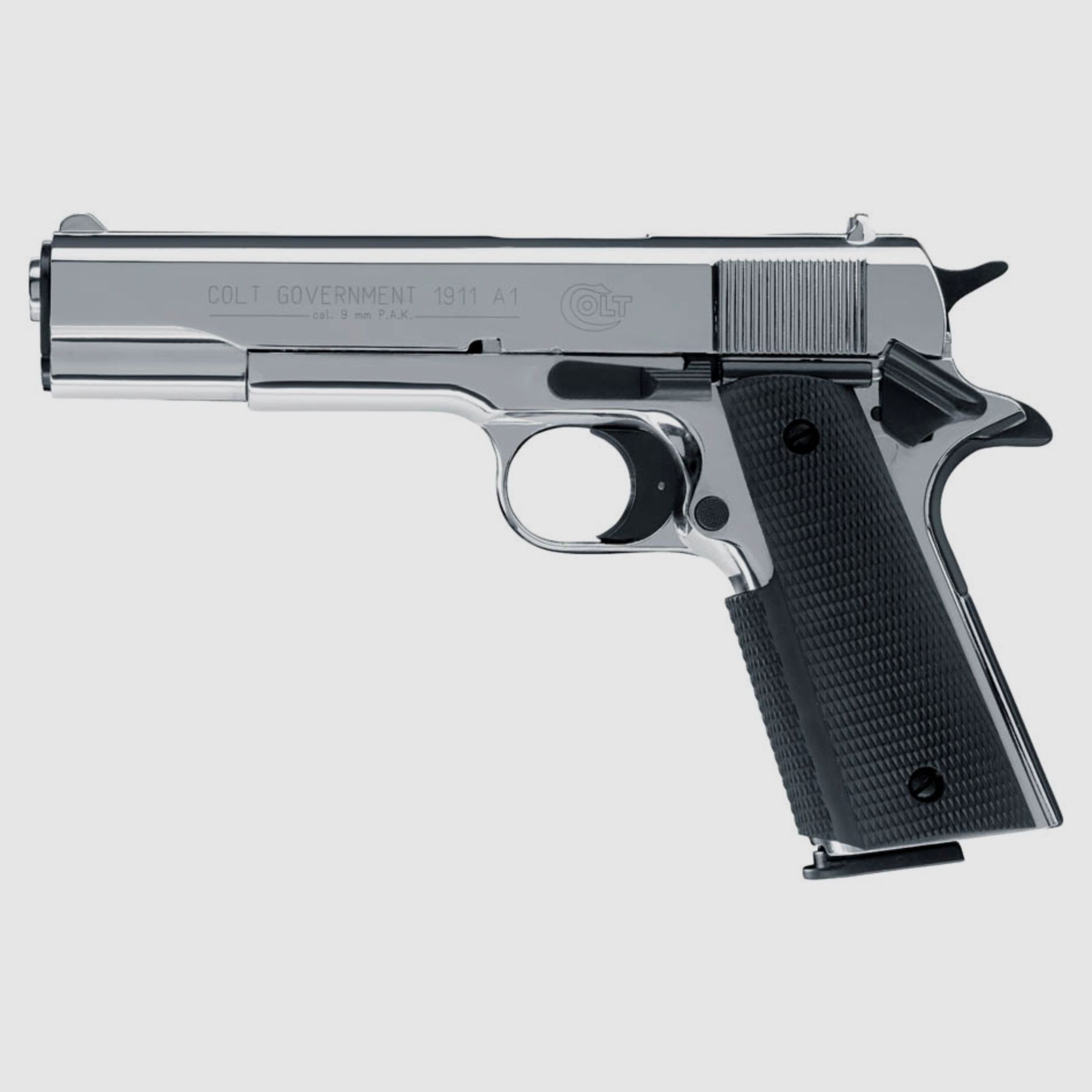 Umarex 317.02.38 Colt Government 1911 A1 9 mm P.A.K. Polished Chrome Pyro