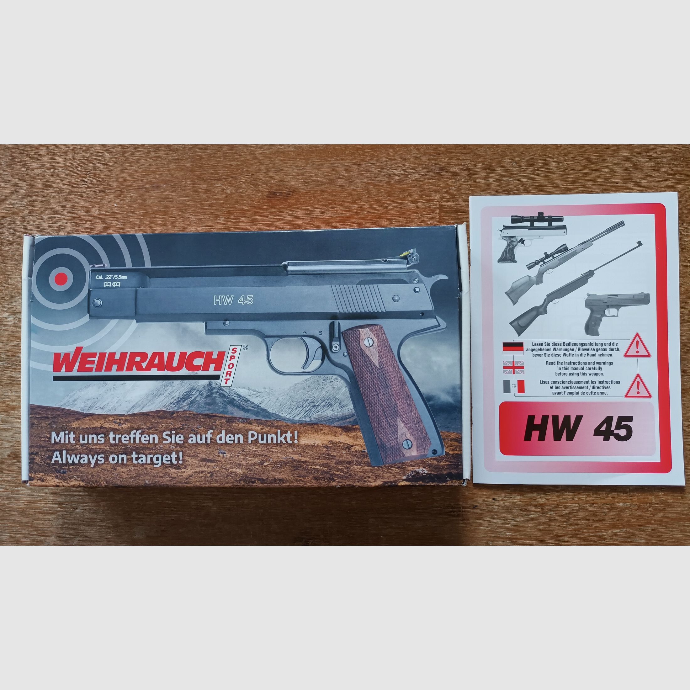 Federdruck Luftpistole Weihrauch HW 45 Black Kaliber 4,5 mm  + Schalldämpfer