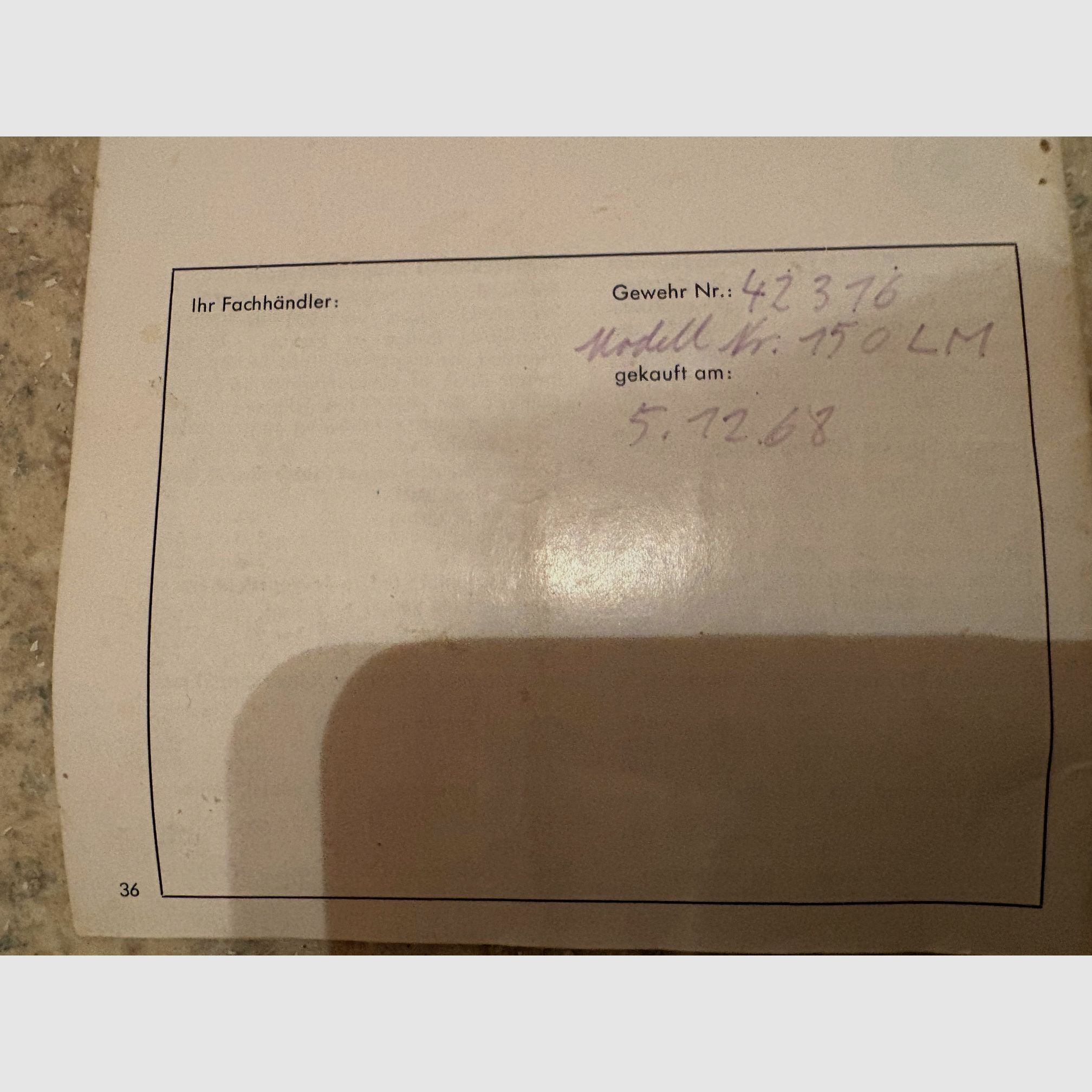 High-quality air rifle Feinwerkbau Model 150 LM