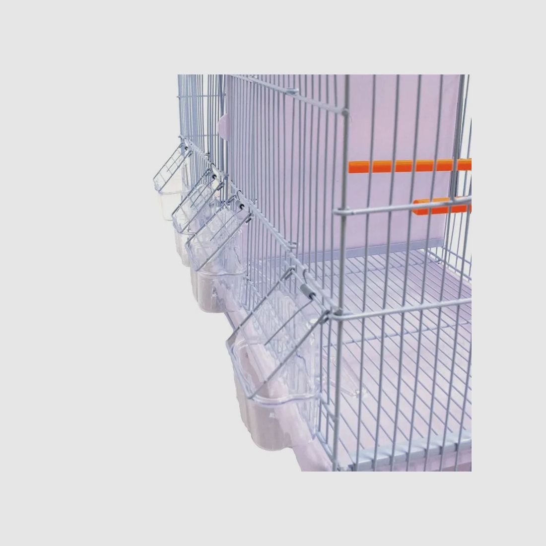 Set di 3 gabbie per allevamento di uccelli, attrezzate e impilabili con clip, immagine 4 di 8
