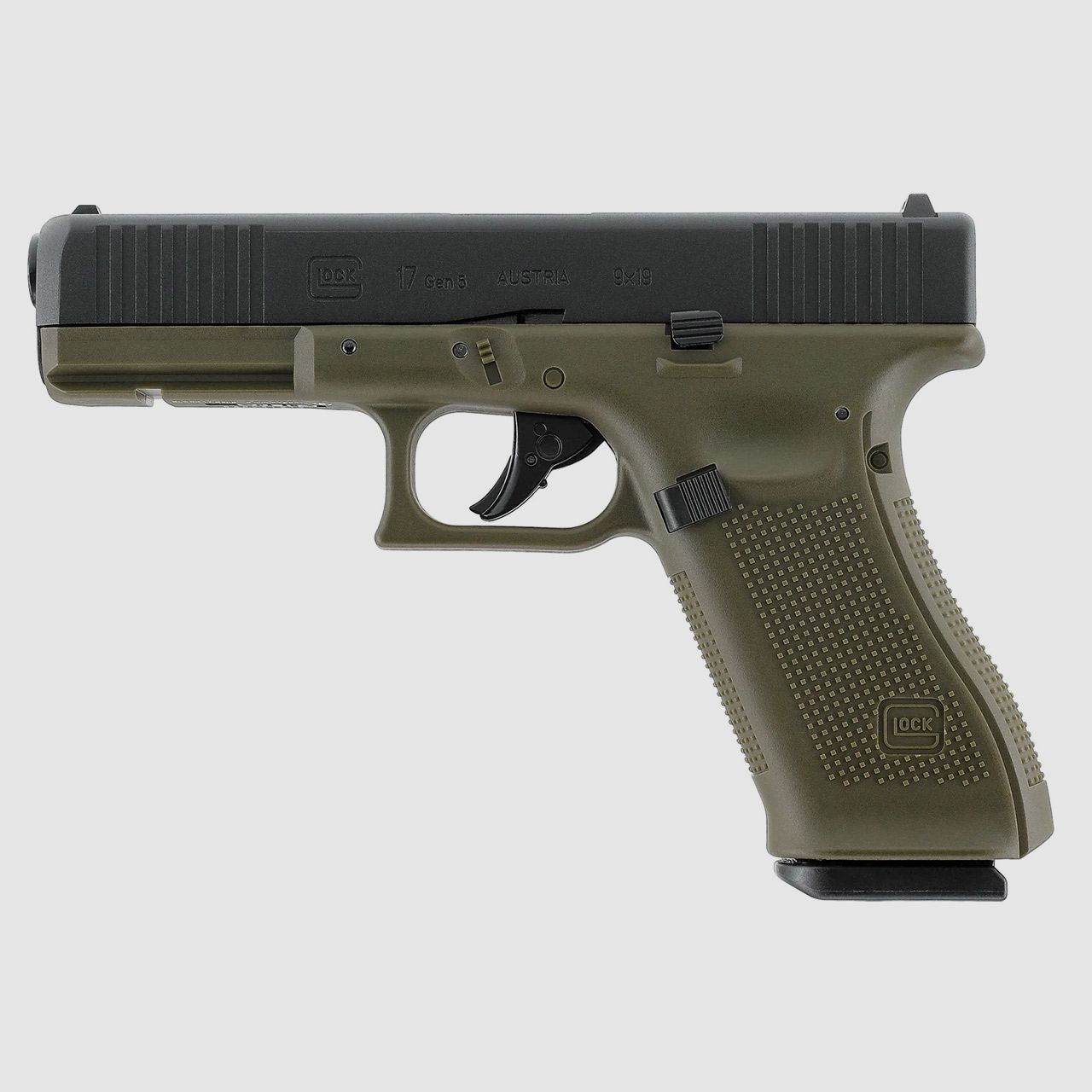 CO2 Softair Pistole Glock 17 Gen5 Battlefield Green Blow Back Metallschlitten Kaliber 6 mm BB (P18)