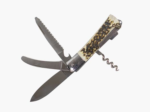 Coltello da caccia Nordforest con manico in corno – Coltello da caccia con 6 funzioni