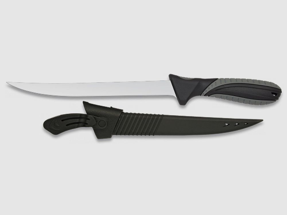 Filetiermesser mit 21cm Klinge Filet-Messer mit Kunststoffscheide Filliermesser