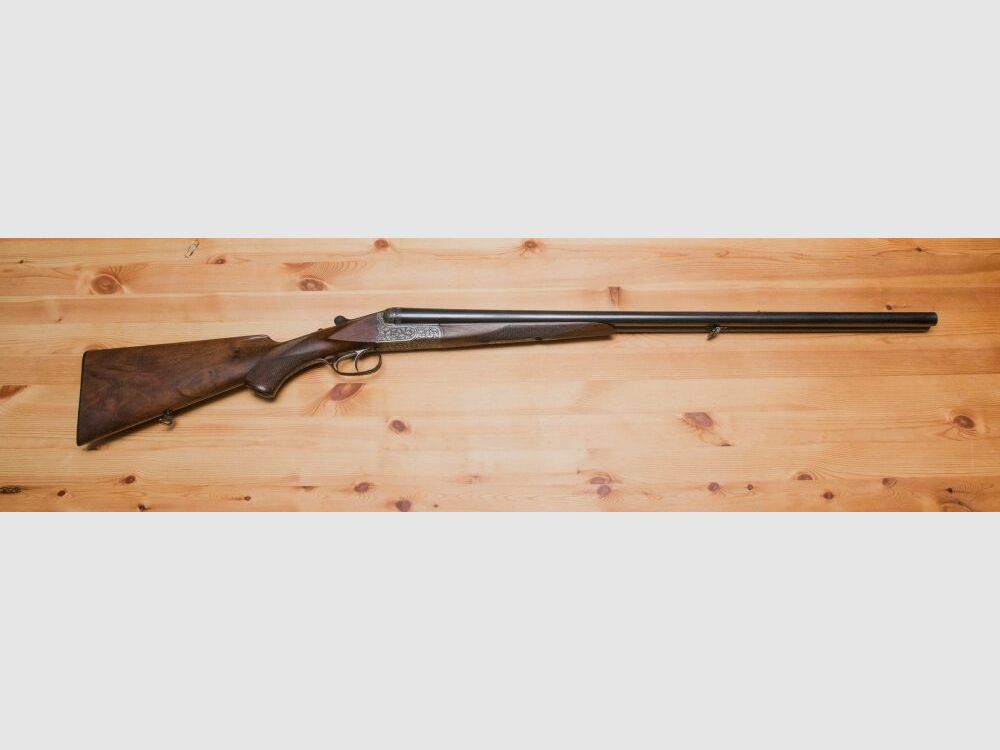 exklusive Jagdflinte side-by-side mit tiefgestochener Gravur Querflinte Doppelflinte