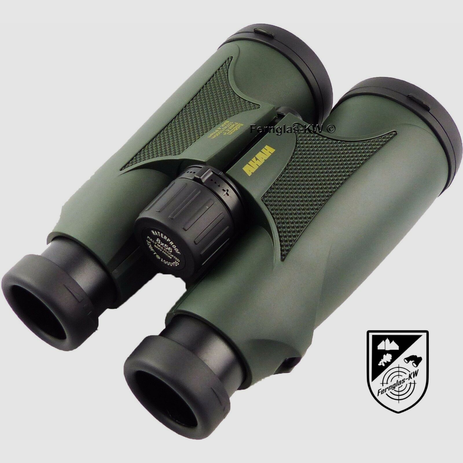 AKAH binoculars 8x56 with carrying case and carrying strap sitting binoculars hunting binoculars