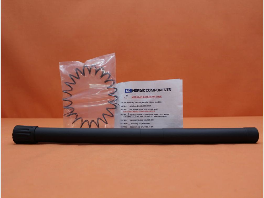 Nordic Components	 Benelli M4/ Nova: Magazinverlängerung +7-Schuss Nordic Components "MXT" Alu schwarz 12GA BL=439mm
