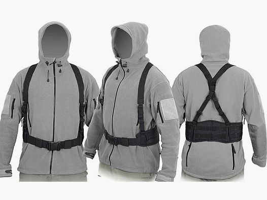 Padded patrol belt with suspenders - black [8FIELDS]