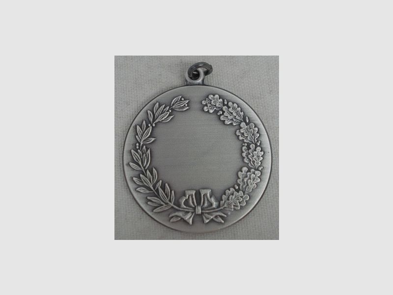Jachtmedaille eikenbladeren - oud zilver - 40 mm, ring en oogje