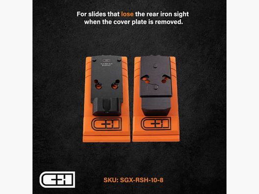C&H Precision SIG X-Series / M17 / M18 vers RMR / SRO / Holosun avec viseur arrière 10-8 noir