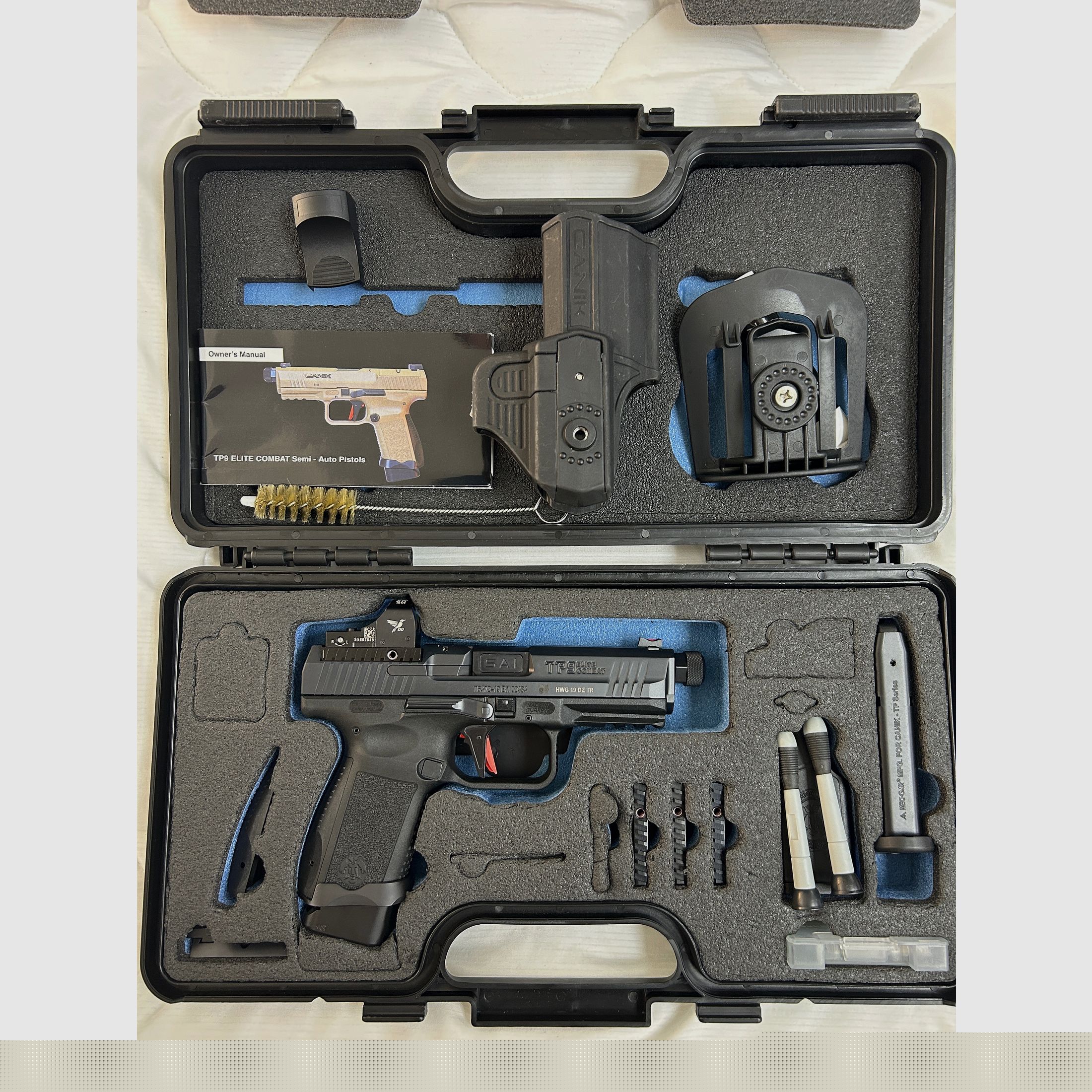 Canik TP9 Elite Combat Black Schwarz Pistole Kaliber 9mm Luger + DDSight Mini RedDot Visier