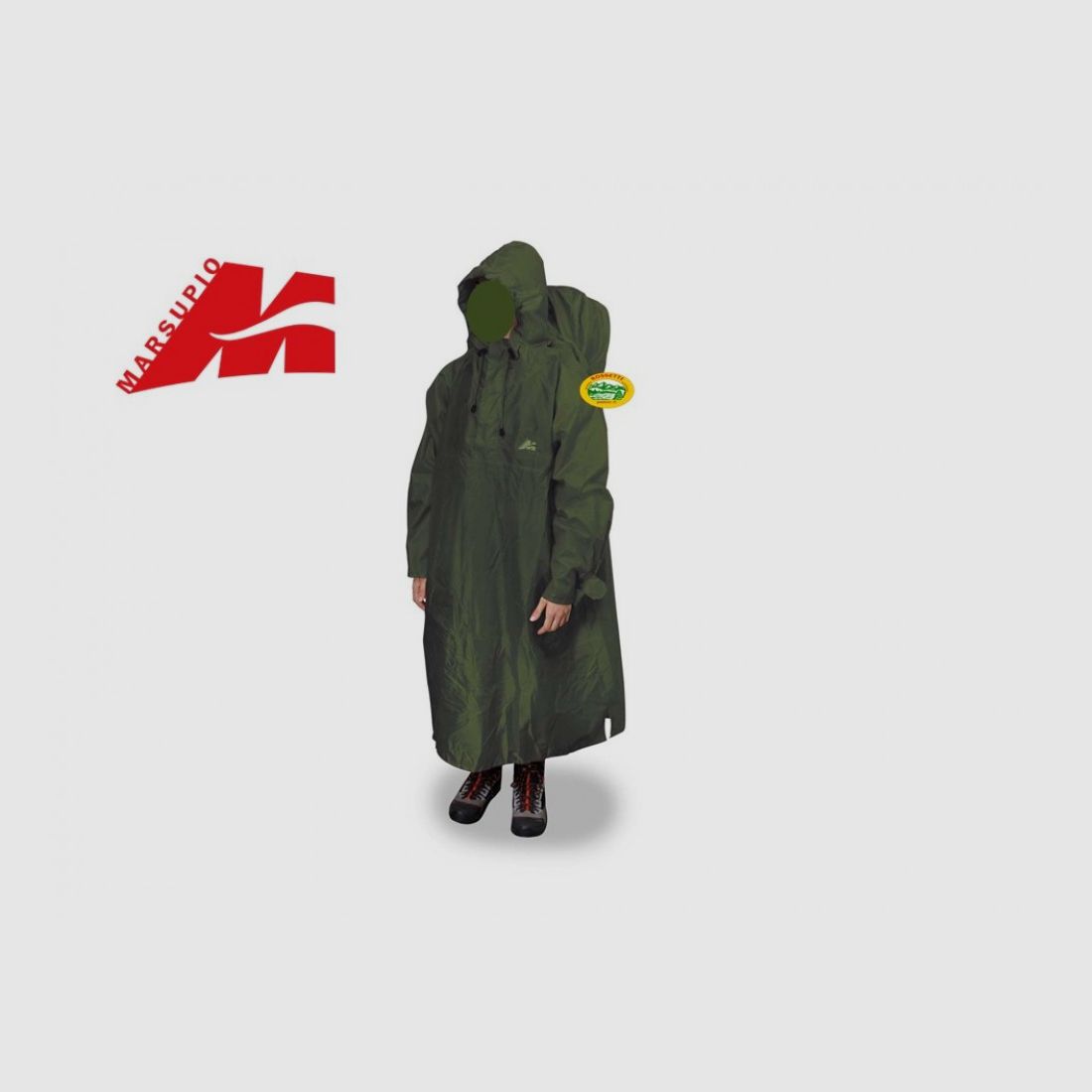 MARSUPIO poncho imperméable avec manches et housse de sac à dos vert