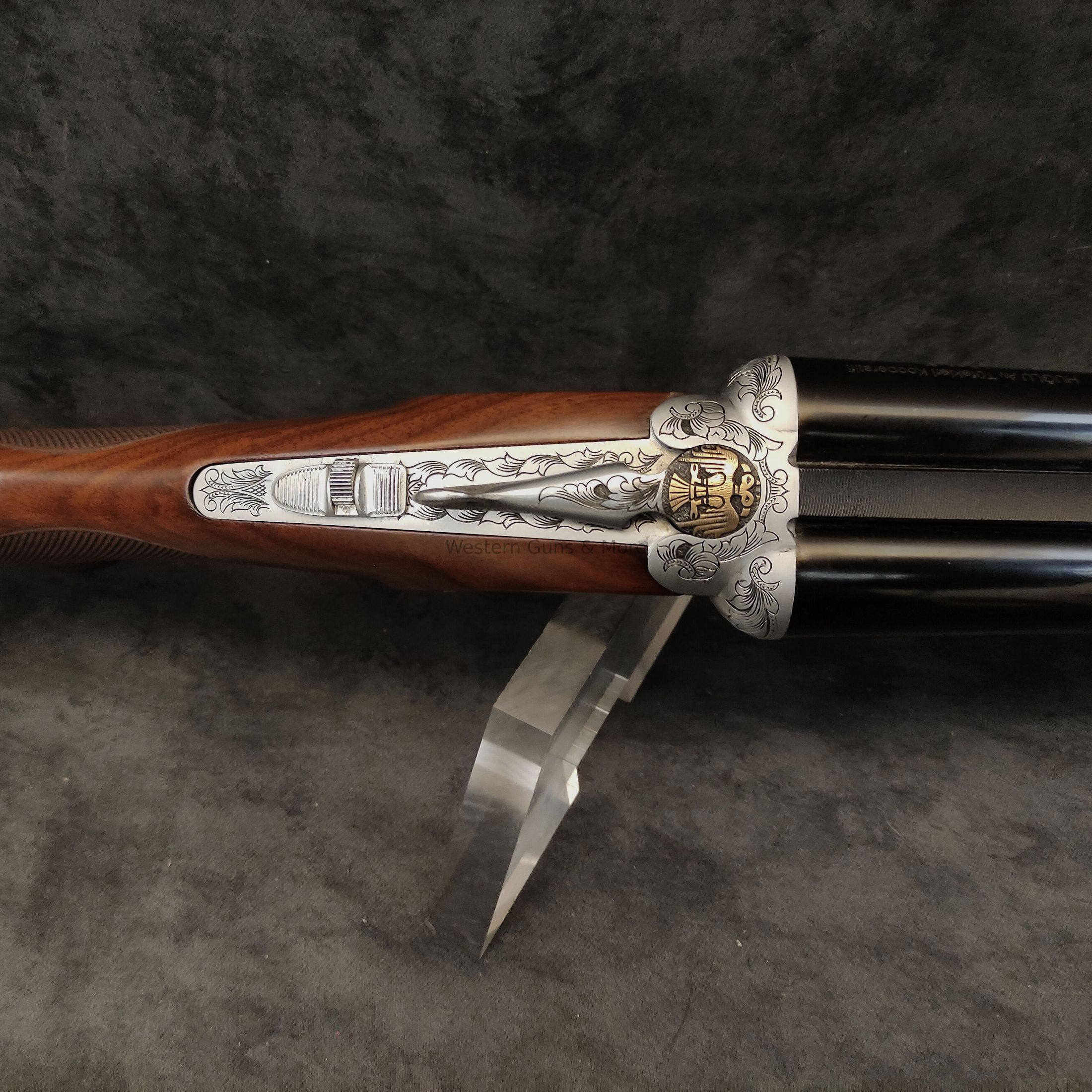 Huglu	 Huglu Kal.12/76  Mod.200AC Silber voll Graviert "Coachgun"