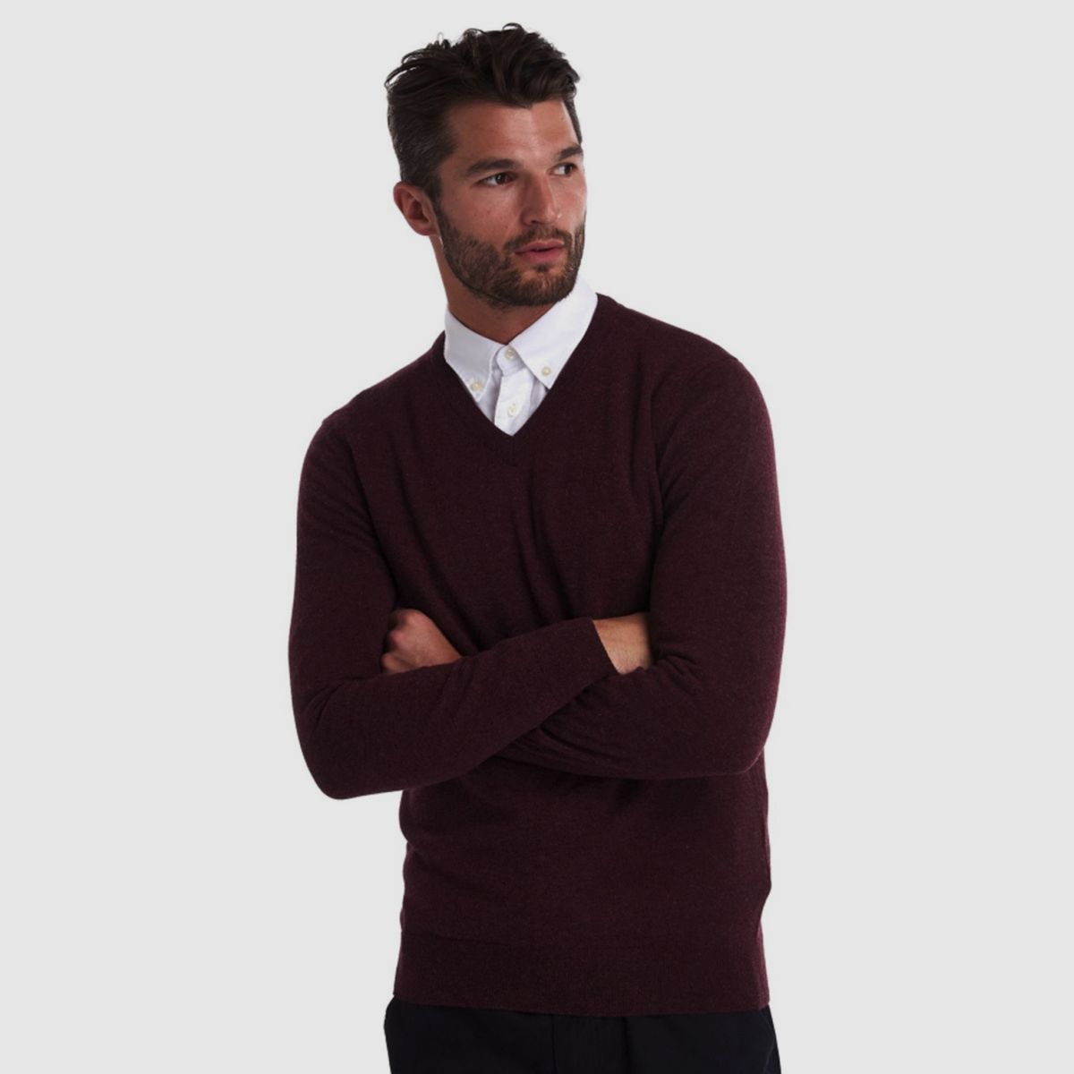 BARBOUR Essential Lambswool V Ausschnitt Merlot