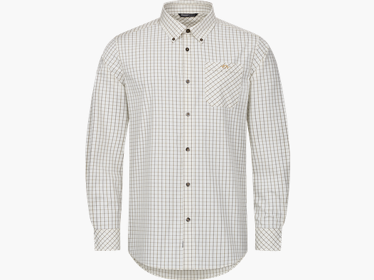 Chris Shirt Men Cream/Brown Checked L