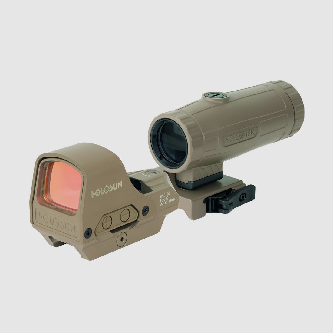 Holosun Set, Holosun Reflexvisier, Modell HE510C-GR-FDE mit grünem Wechselabsehen: 2MOA Dot, 65MOA Circledot & 65MOA Circle und Magnifier HM3X-FDE, Bild 1 von 12