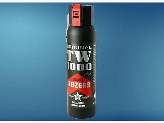 TW1000 Gigant CS 150 ml, defense spray with wide spray nozzle, metal clip