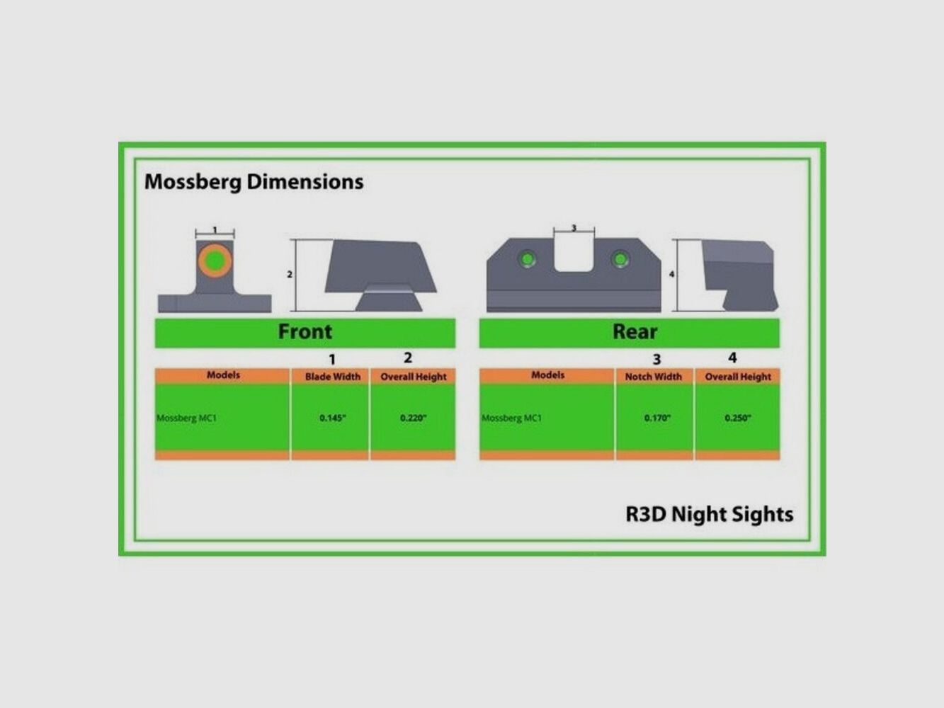 XS Sights N-Visore R3D Verde Pistola Mossberg