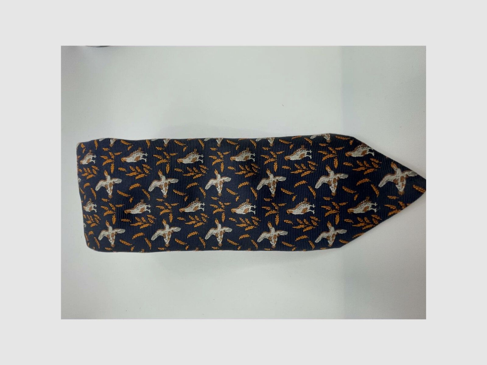 Corbata Robert Keyte 100% seda azul motivo perdiz