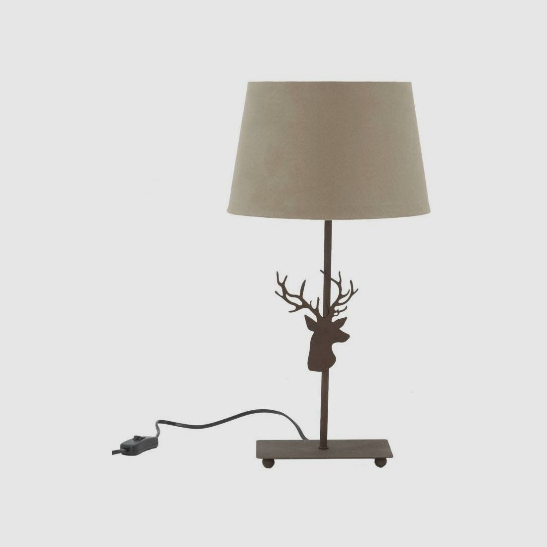 Lovergreen Lampen mit Tiermotiven Motiv Metalllampe Hirschkopf + Lampenschirm - Gealtertes Metall und Baumwolle