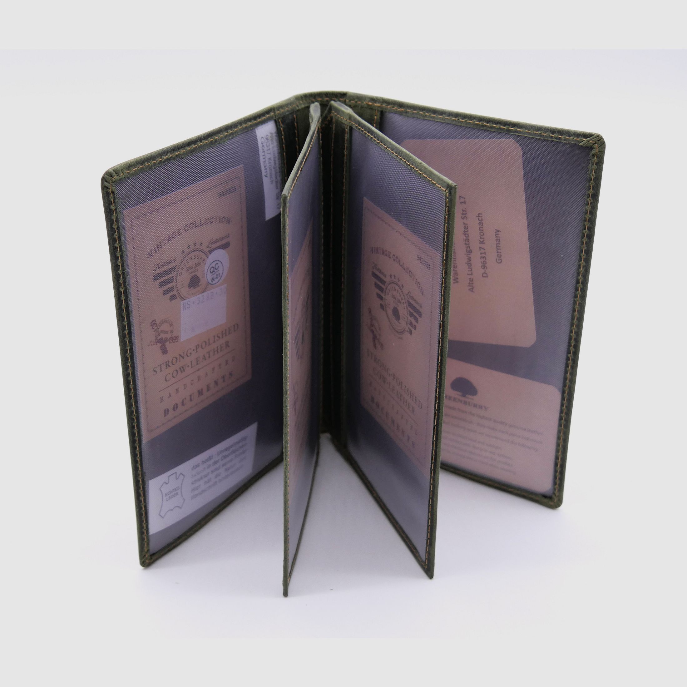 Greenburry leather hunting license folder ID folder case deer olive 328B-RS-30