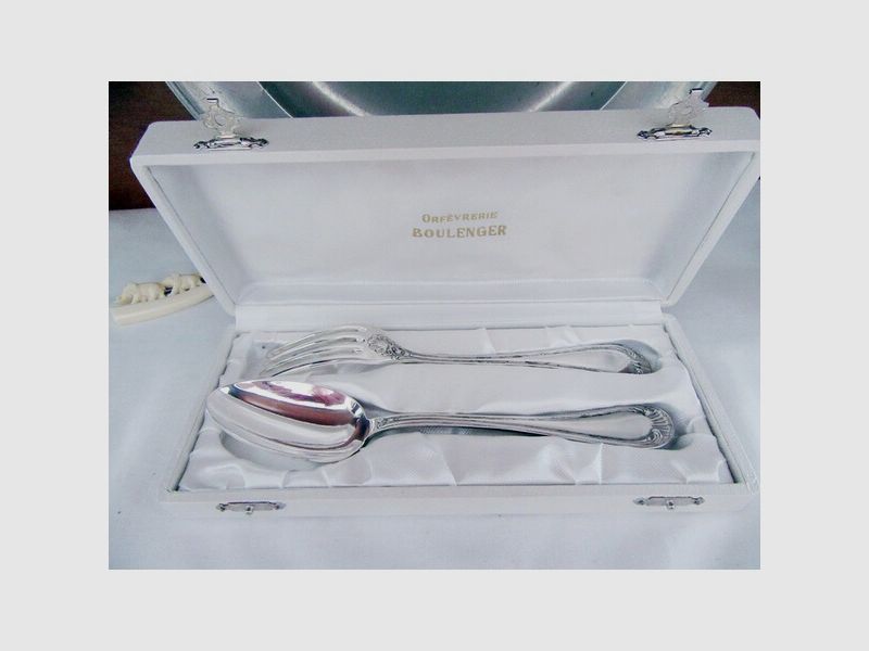 Silber Gabel Löffel Set Boulenger Antik Paris Muschel Art Deco