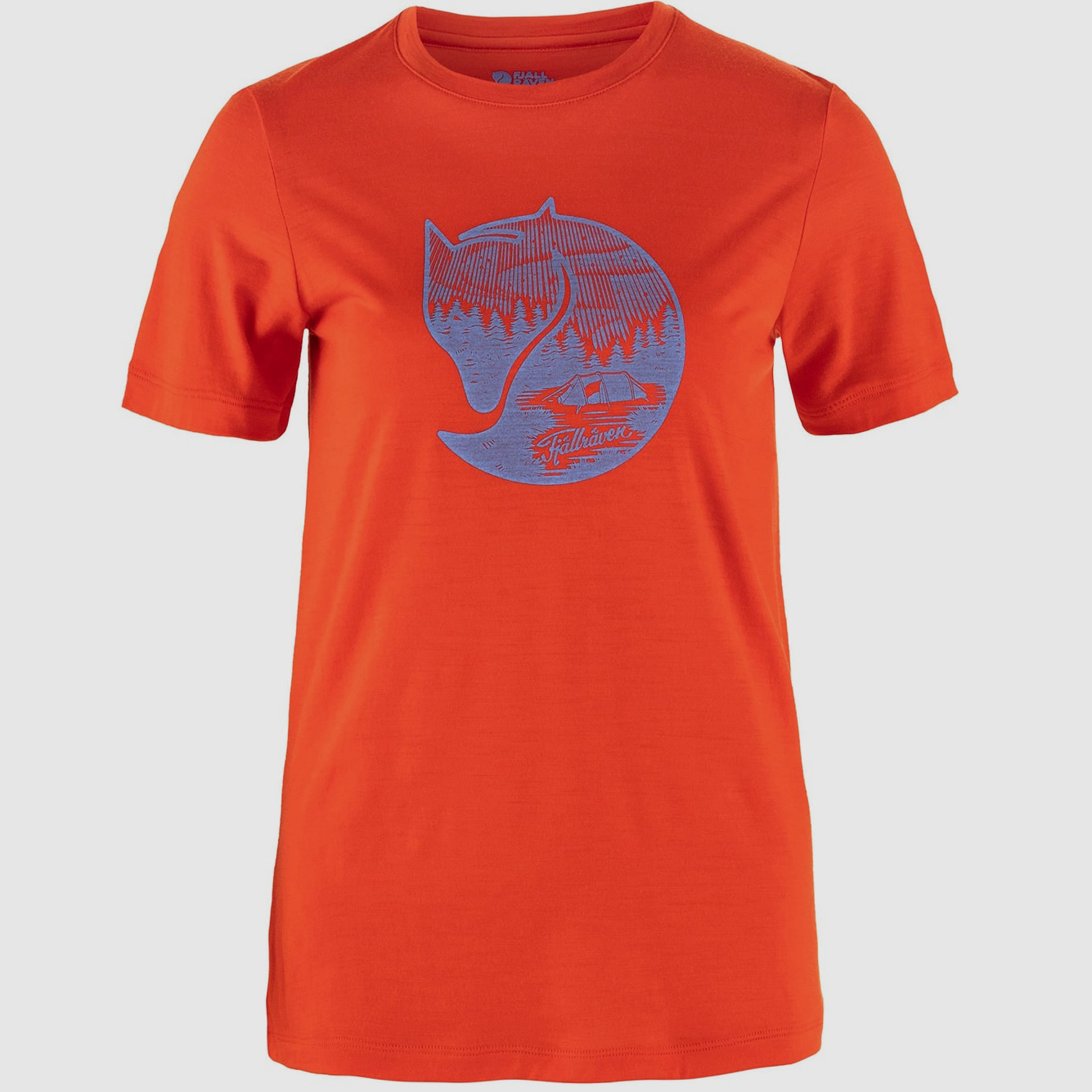 Fjällräven T-Shirt Abisko Wool Fox Flame Orange-Ultramarine