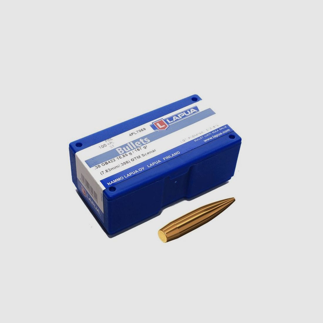 LAPUA KOGELS KAL. 30 OTM SCENAR 167 GR (100 STUKS HARDSCHILDER)