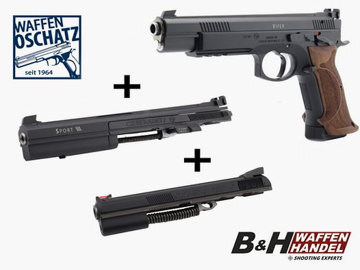 Waffen-Oschatz	 CZ Viper SA 9mm mit KK Wechselsystem Sport 3 & Wechselsystem SP-01 9mm Luger und Nussbaum- Matchgriff