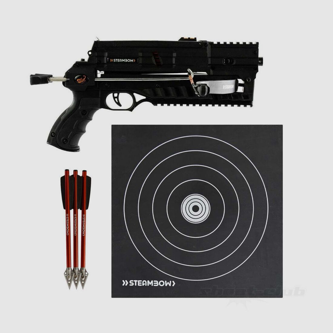 Steambow AR-6 Stinger 2 Compact Pistolenarmbrust X-MAS Set mit Pfeilfangmatte und Bolzen