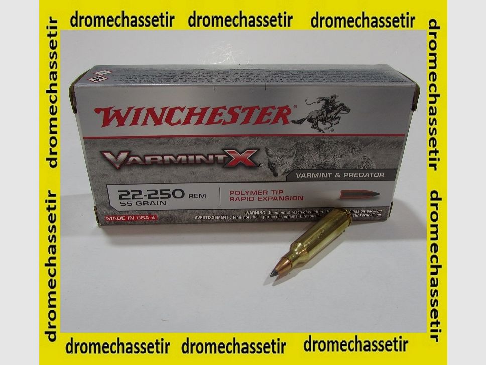 Box mit 20 Patronen Winchester 22-250 Remington 55 grains Varmint X