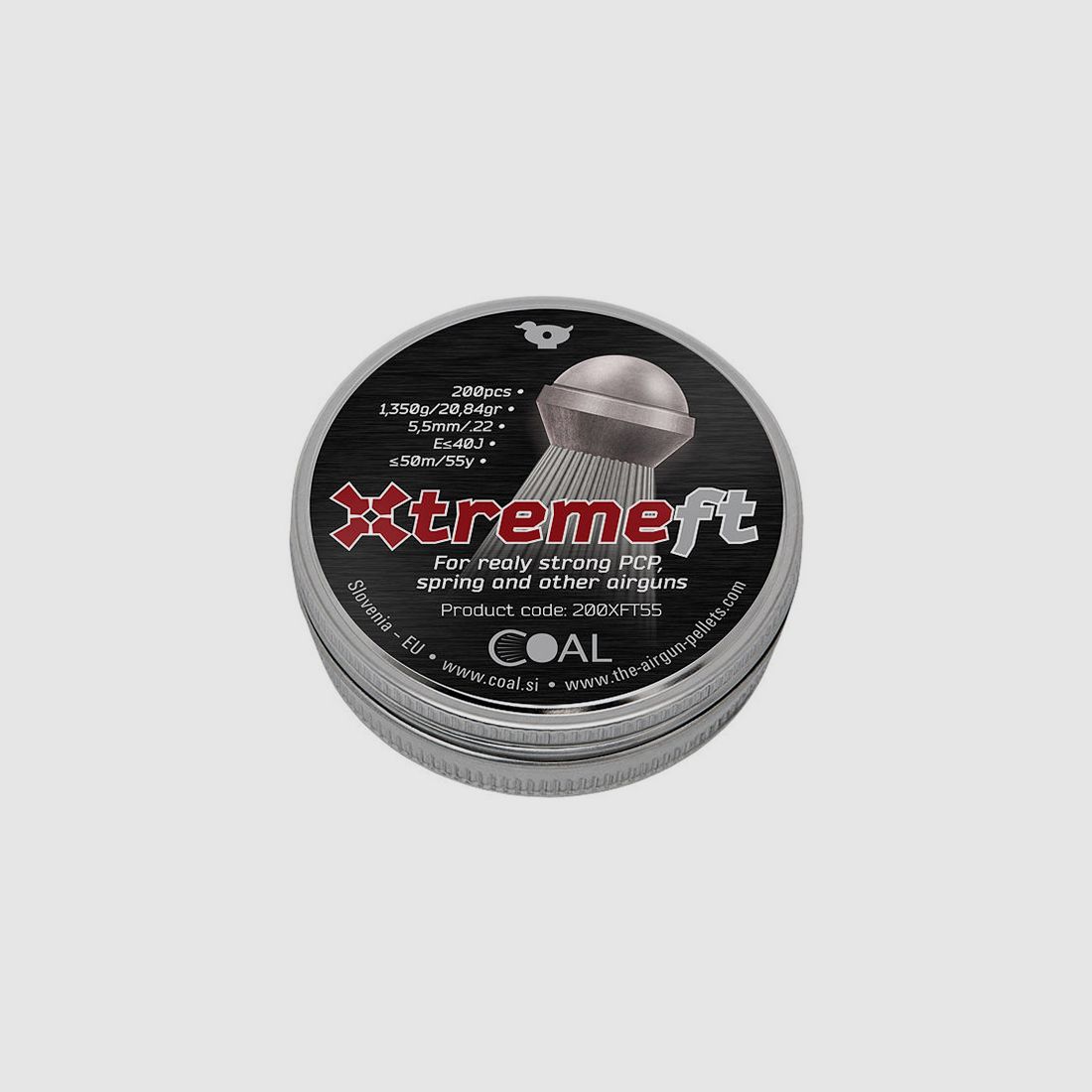 Rundkopf Diabolos Coal Xtreme FT Kaliber 5,5 mm 1,350 g geriffelt 200 StĂĽck