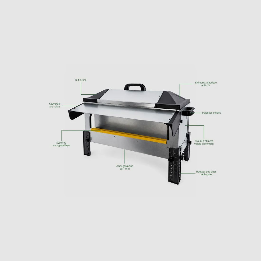 Futterstelle Robust® Große Öffnung 24kg - Verzinkter Stahl für Geflügel, Enten und Gänse, Bild 4 von 16