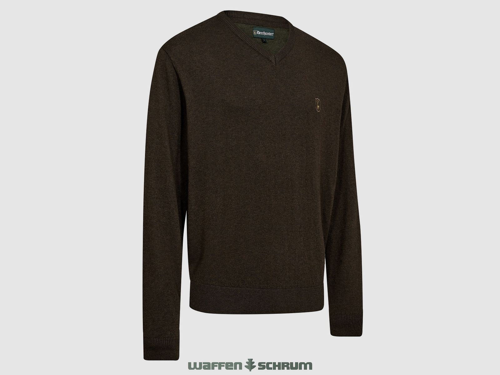 Deerhunter Pullover Harrington V-Hals Brown Melange