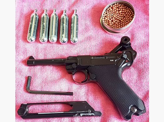Umarex Legends Luger P08 - Pistolet Co2 à billes d'acier de 4,5 mm avec blowback