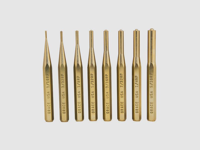 Zestaw 8 mosiężnych przebijaków