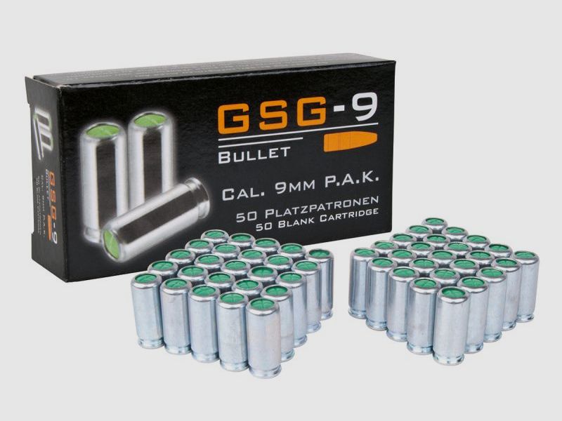 GSG-9 - CARTOUCHES À BLANCS - 9MM P.A.K. - 50 CARTOUCHES, image 1 sur 3