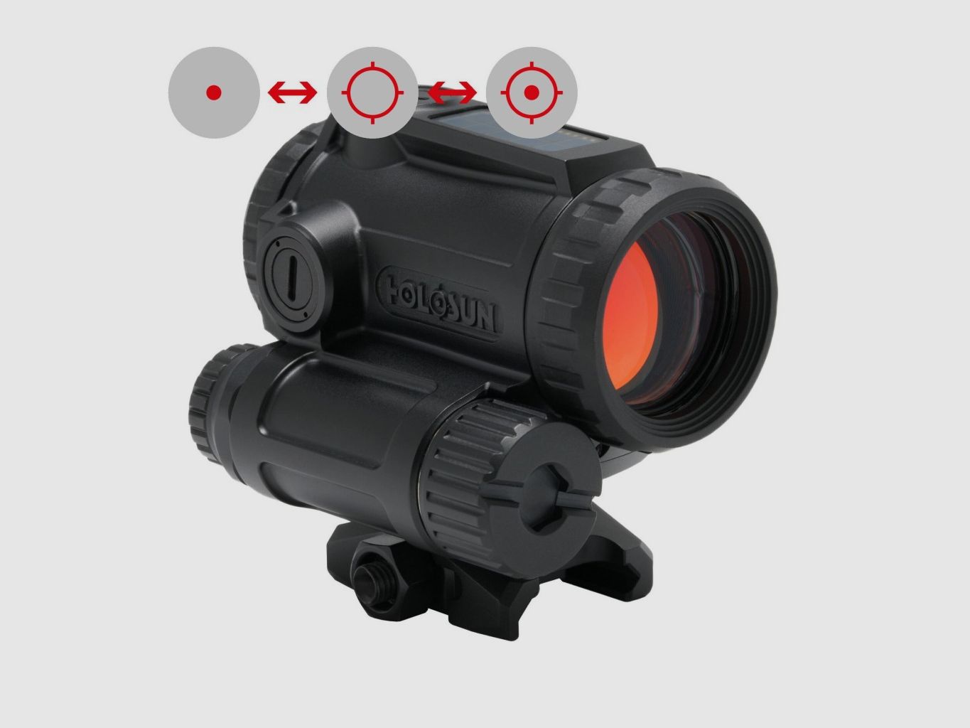 Holosun Reflex Visier mit Laserzielgerät, Modell ARO-EVO-DUAL mit rotem Wechselabsehen: 2MOA Dot & 65MOA Circledot und grünem Laser mit IR Laser, Bild 1 von 2