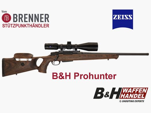 Brenner Komplettpaket: BR20 B&H Prohunter Lochschaft mit Zeiss V4 fertig montiert